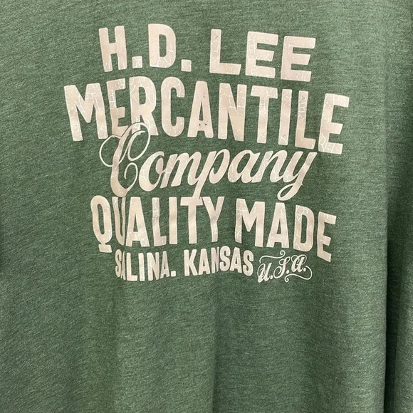 Lee T Shirt Retro Lee Mercantile Company Quality Made Mens Size XXL Army Green - Picture 2 of 4